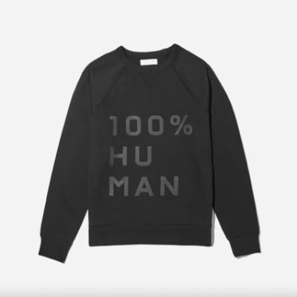 Everlane 100% cotton Sweatshirt 100% HUMAN print muted classic black size XS